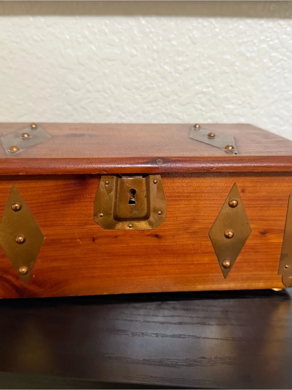 1925 Sturdi Mini Cedar Chest, Jewelry Box, Trinket Box with Brass Accents